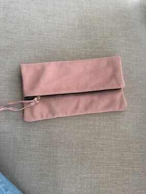 Soft Fold-Over Wristlet Clutch in Dusty Rose